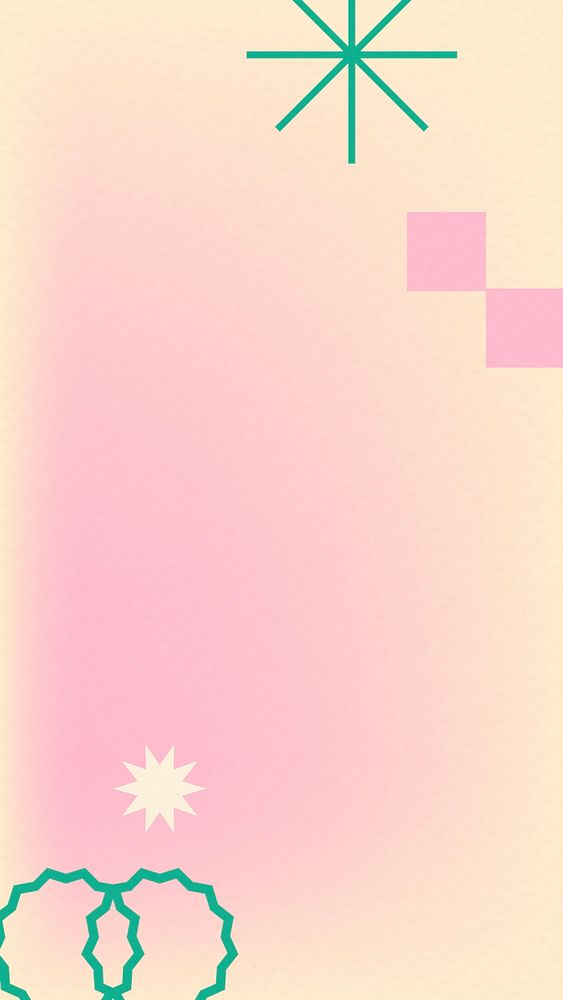 Abstract memphis pink background gradient with geometric shapes