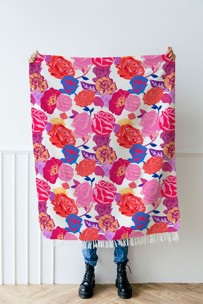 Floral throw blanket colorful roses pattern home decor
