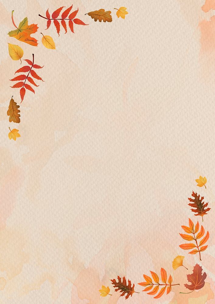 Fall leaves frame psd on beige background