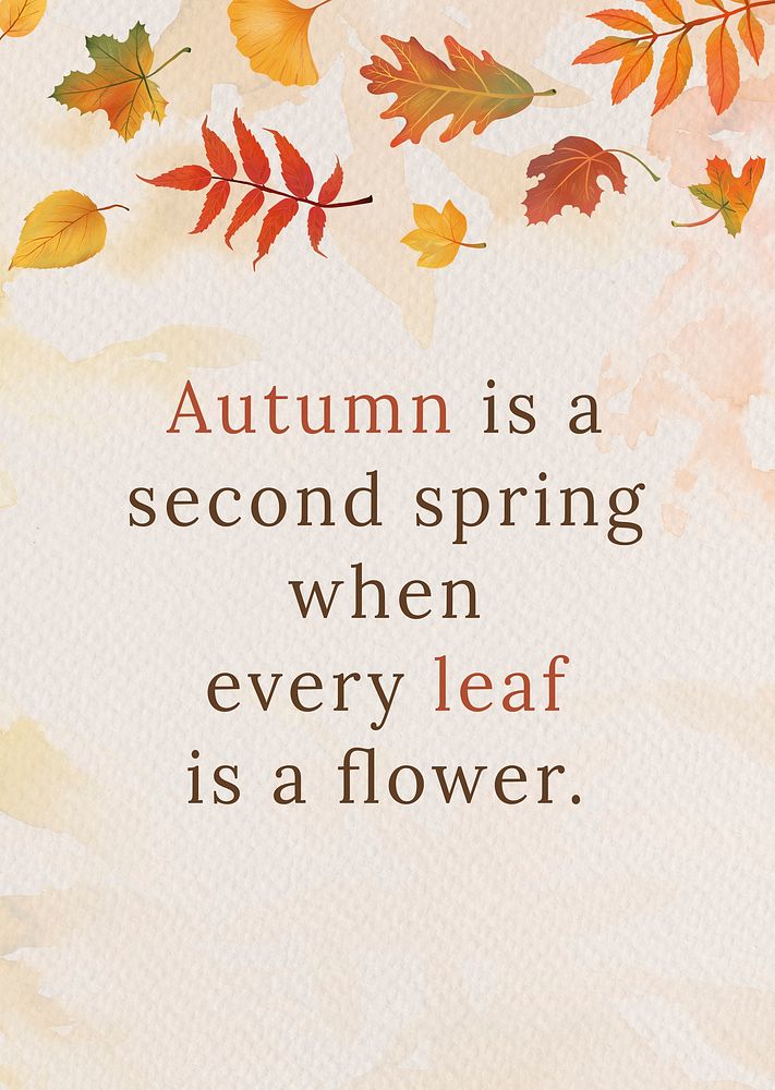 Autumn quote poster template psd with orange leaves