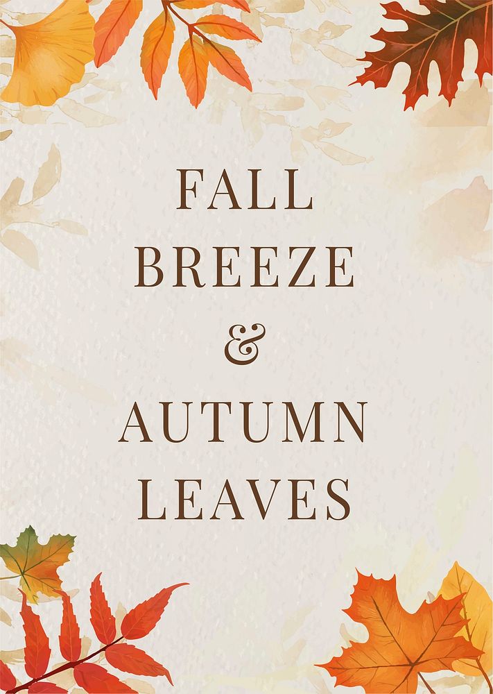 Autumn quote poster template psd with orange leaves