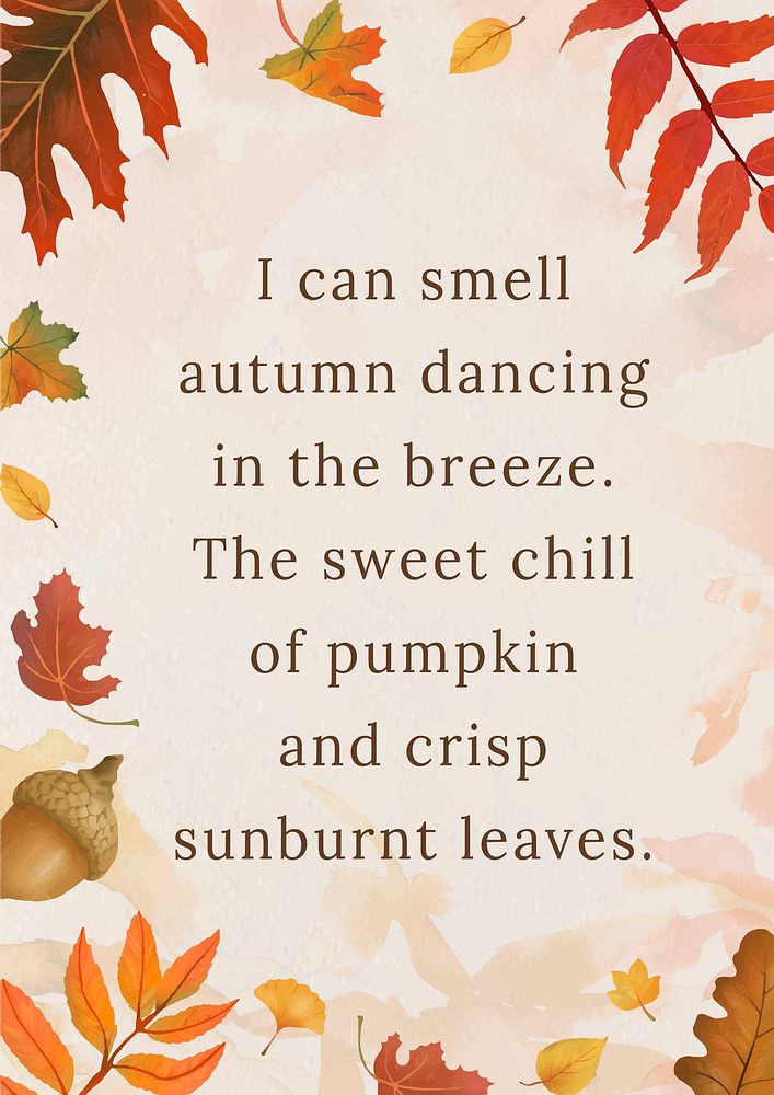 Autumn quote poster template vector with orange leaves