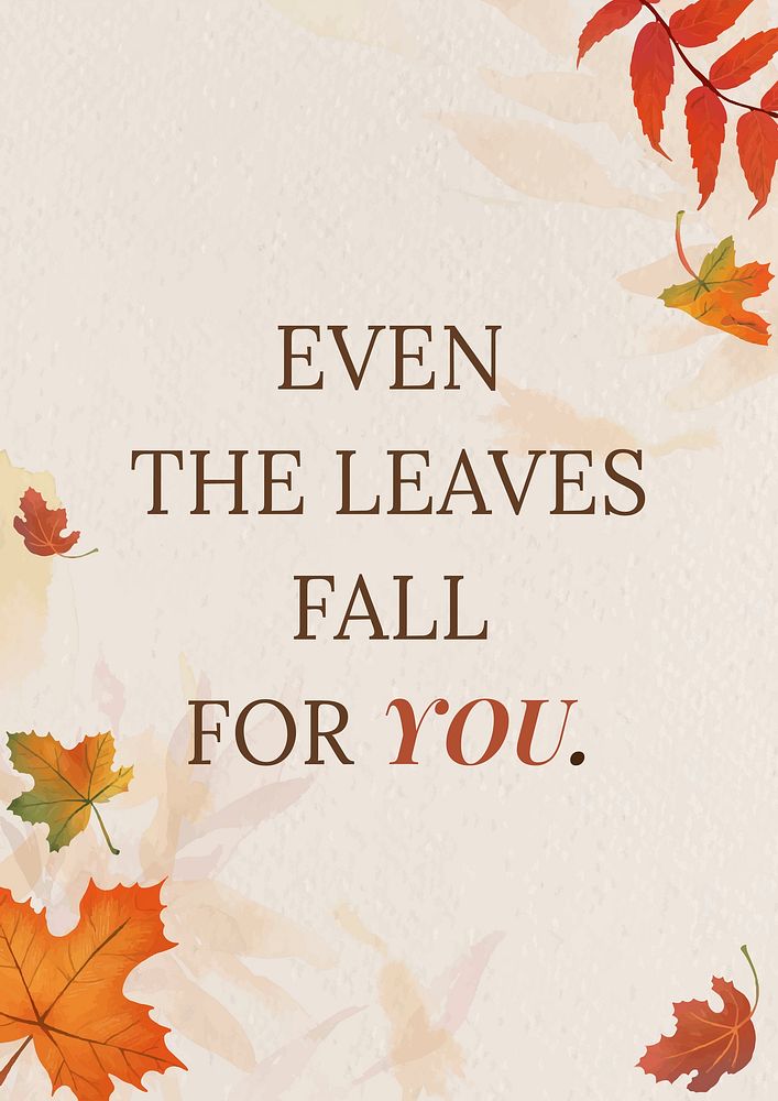 Fall quote poster template vector with orange leaves