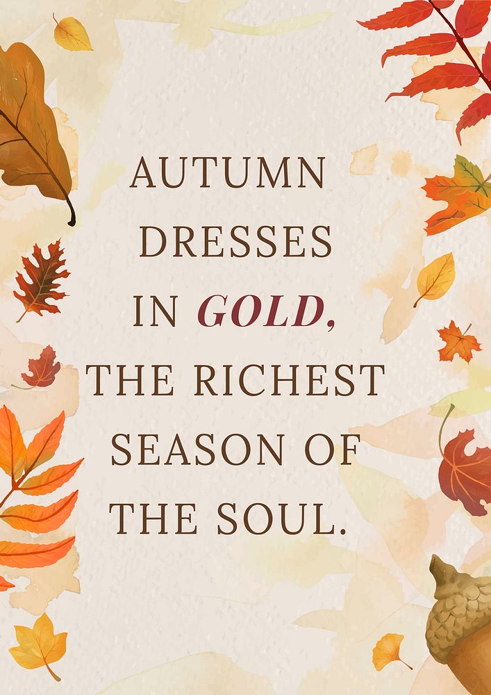 Autumn quote poster template psd with orange leaves