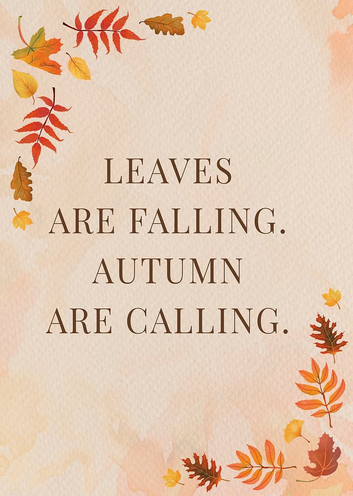 Autumn quote poster template psd with orange leaves