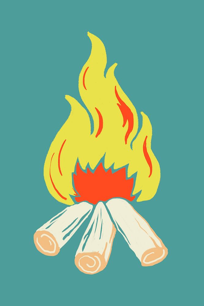 Retro campfire illustration camping theme