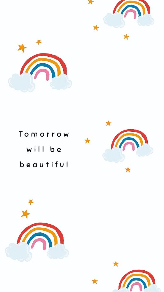 White rainbow template vector for social media story quote tomorrow will be beautiful