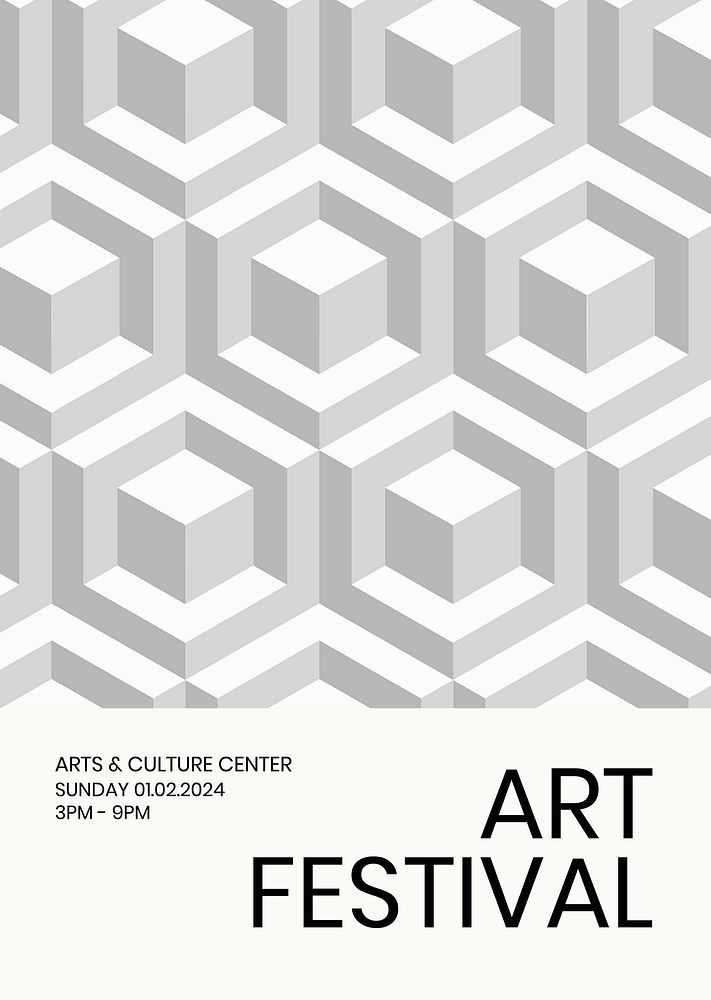 Art festival geometric template psd ad poster geometric modern style 