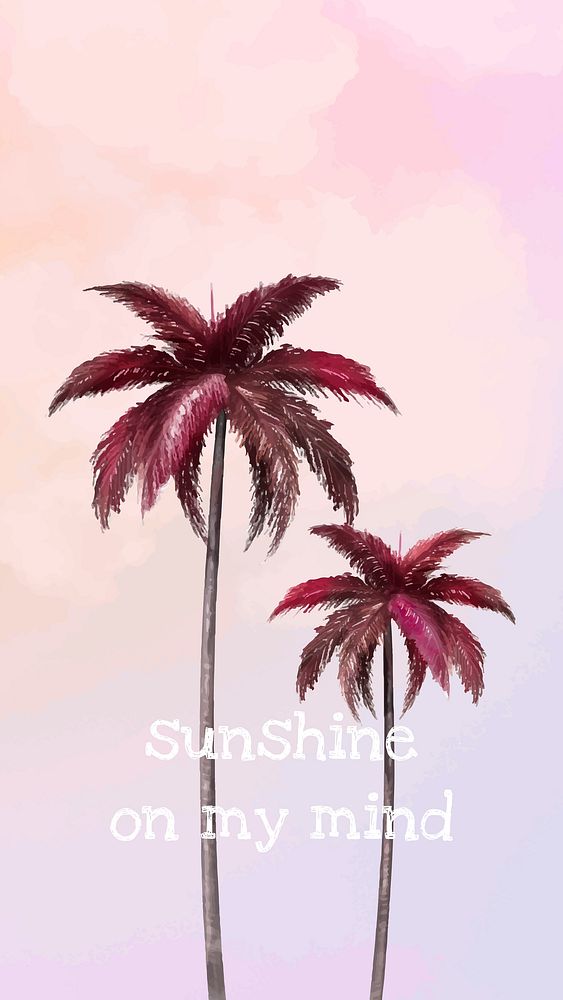 Aesthetic palm tree vector template for social media story
