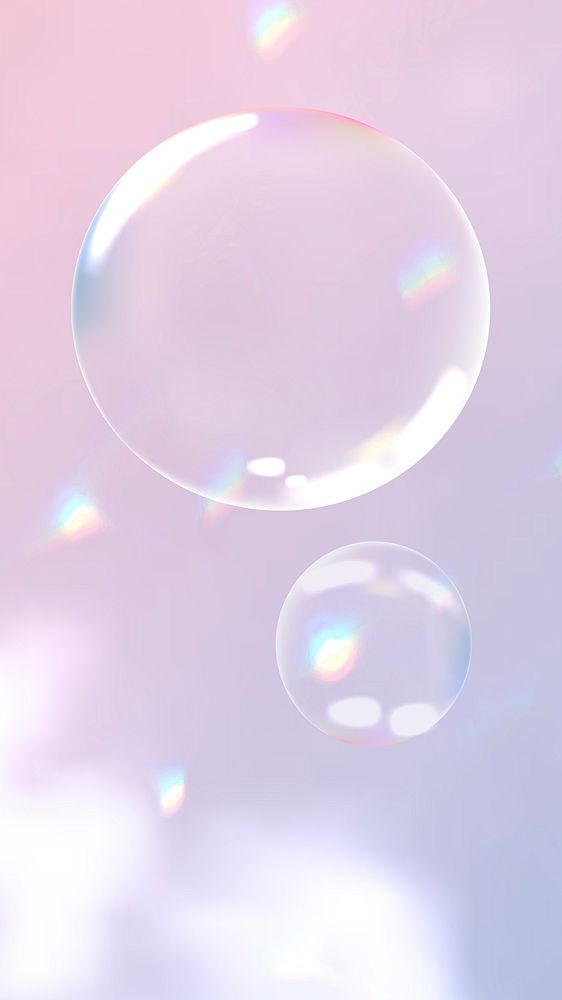 Clear bubbles on aesthetic pink background
