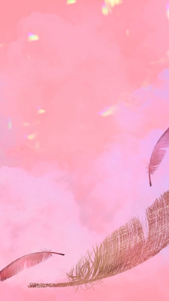 Realistic feather psd on pink background