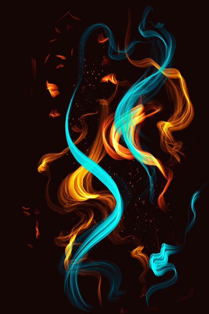 Fire flame element psd in black background