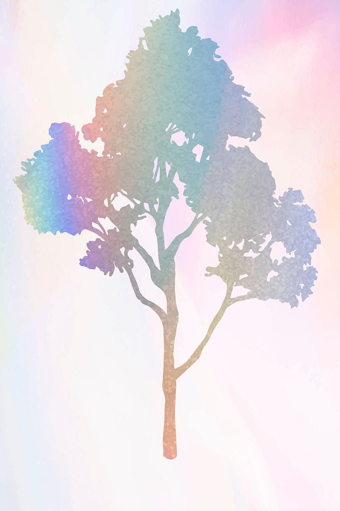 Colorful gradient tree element psd 