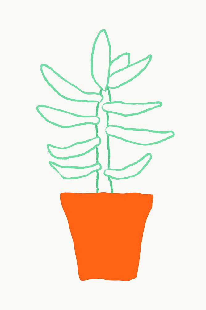 Potted succulent houseplant doodle hand drawn