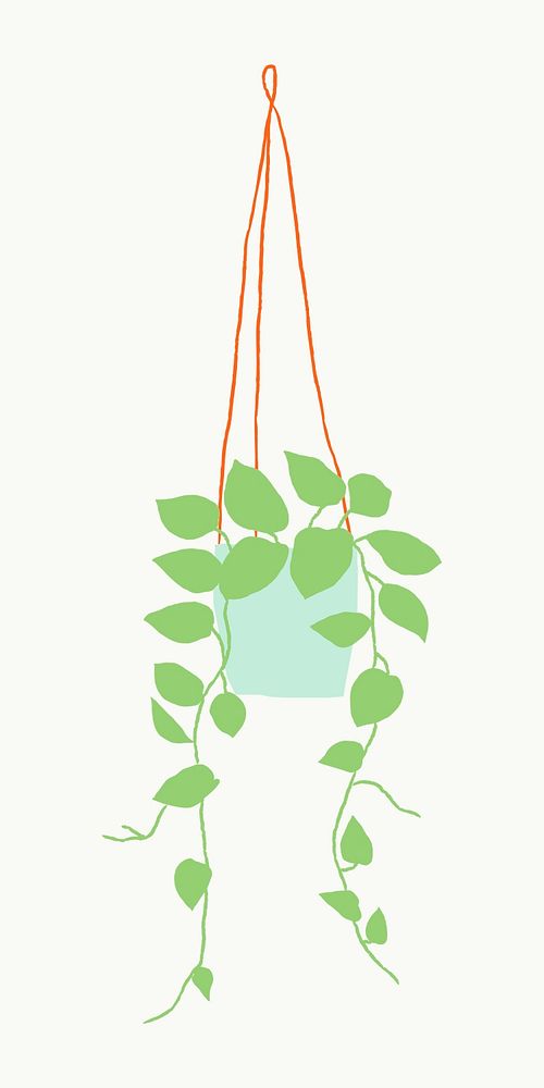 Potted hanging plant psd houseplant doodle