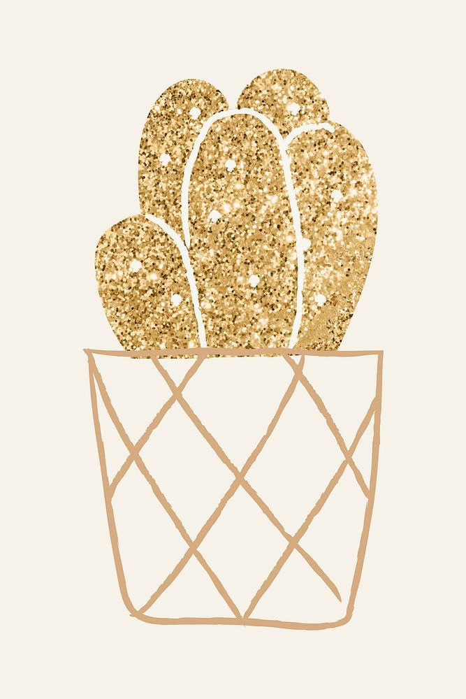Shimmery sea sand cactus houseplant doodle