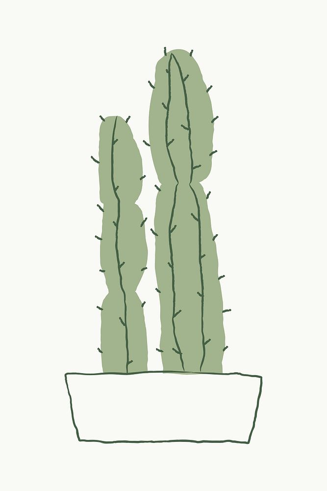 Cereus cactus doodle hand drawn