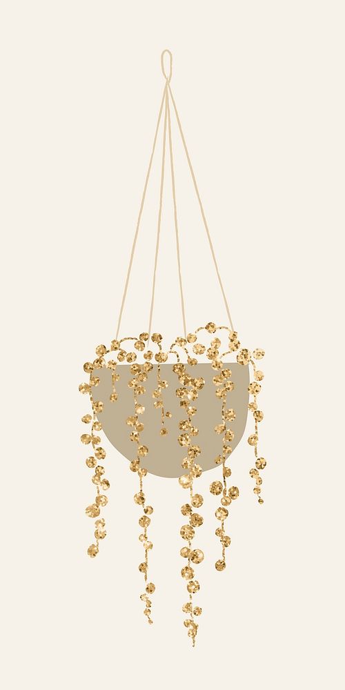 Gold houseplant string of pearls doodle