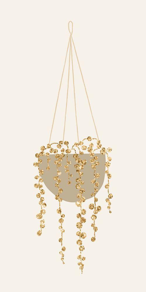 Gold houseplant vector string of pearls