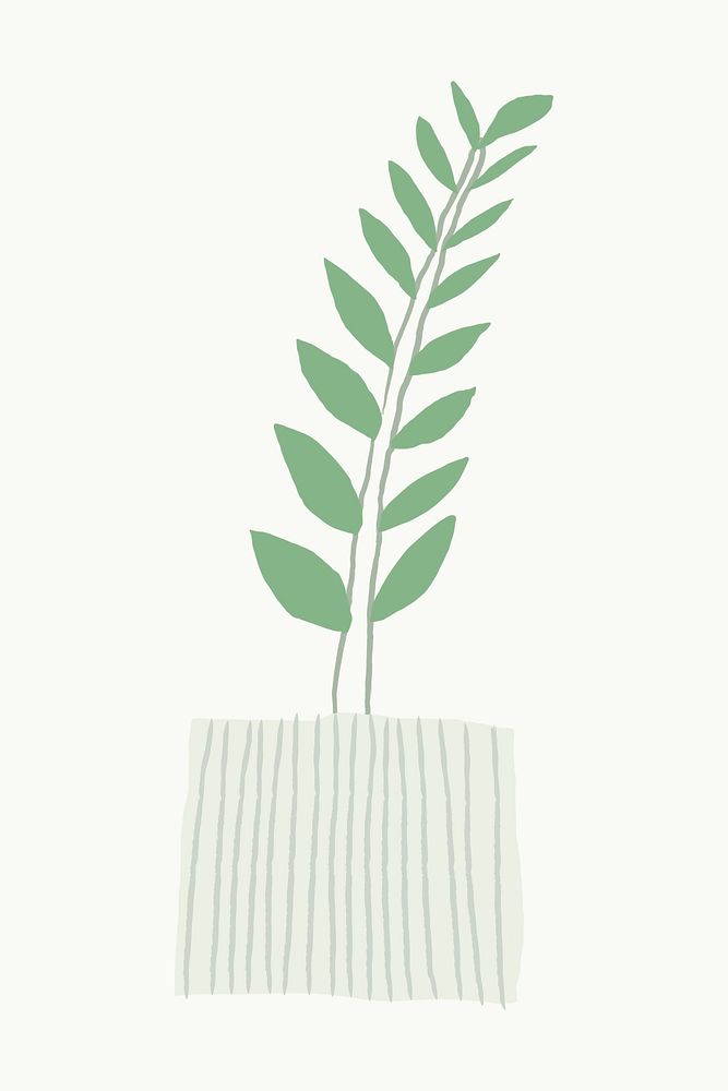 Green potted indoor plant psd doodle 