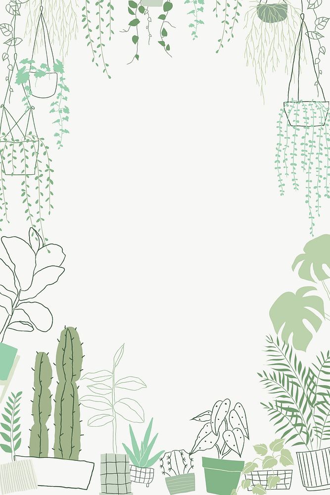 Houseplants doodle frame background vector