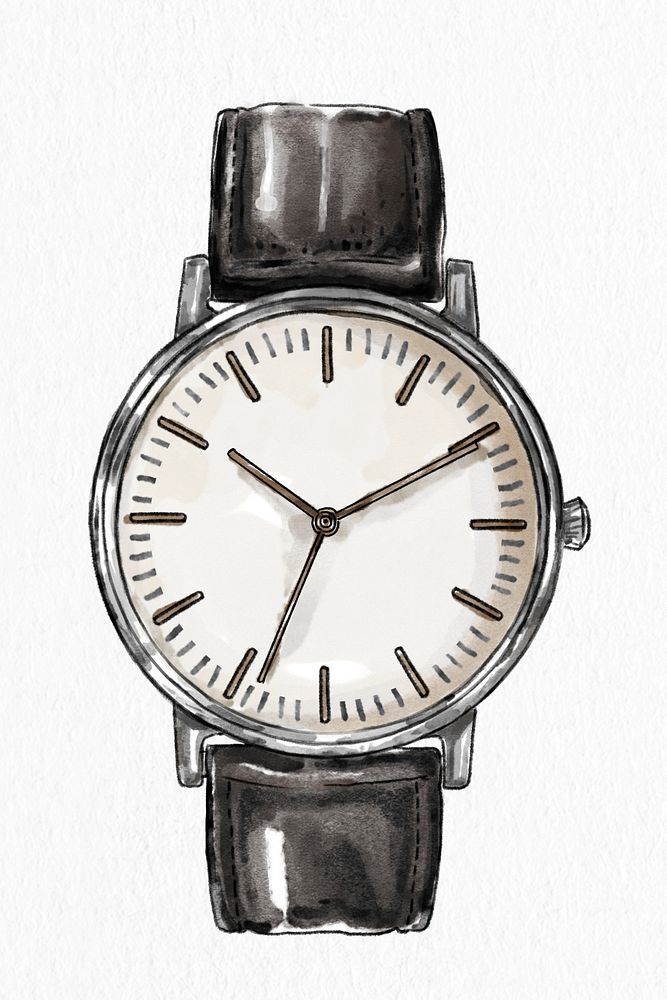 Men's leather wrist watch psd hand drawn fashion sketch