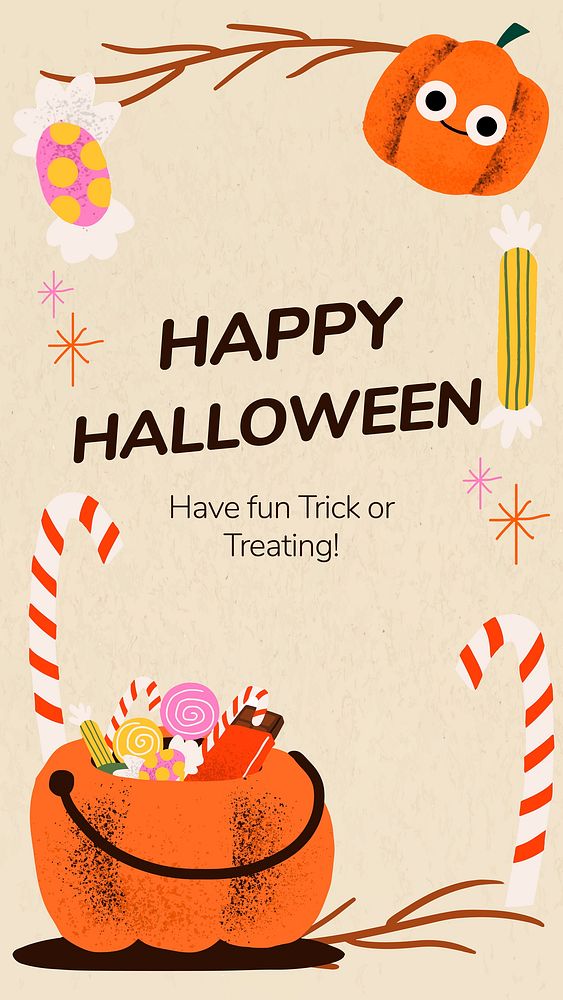 Happy Halloween story template vector, cute pumpkin illustration