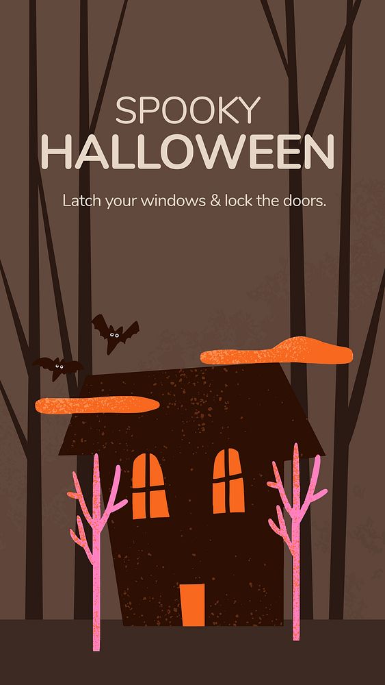 Halloween story template vector, with spooky haunted house illustration