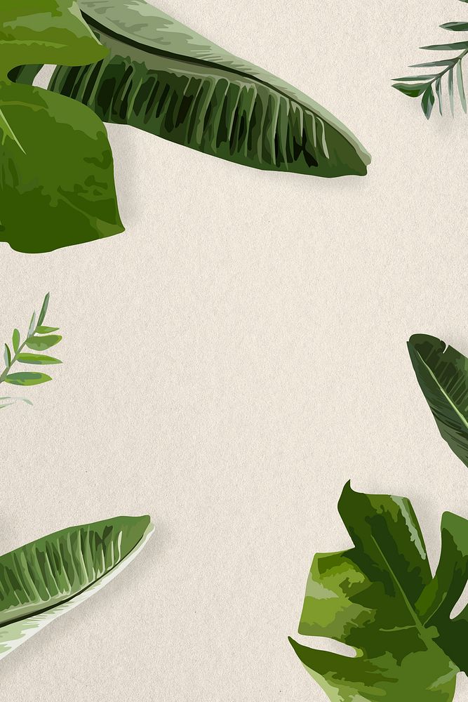 Green leaf frame psd border, banana leaf