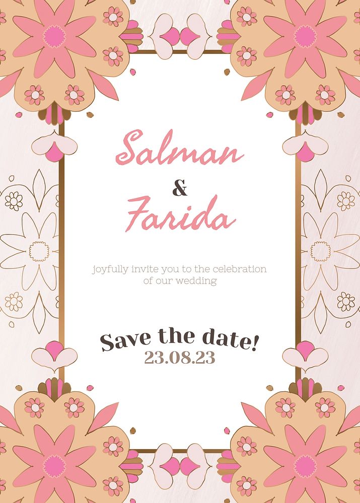 Indian wedding invitation card template psd