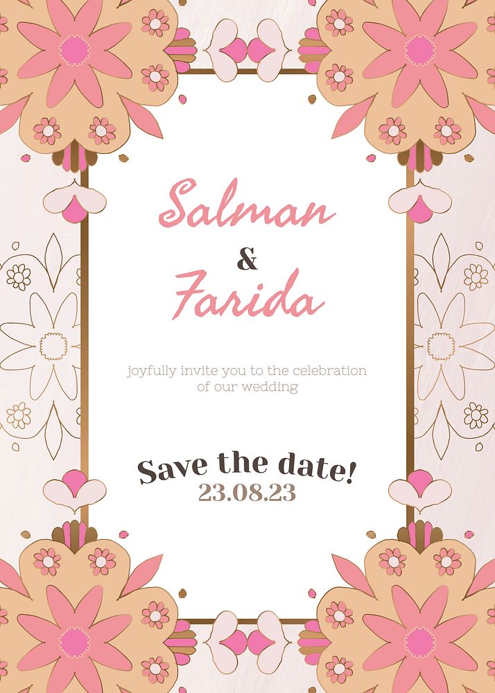 Indian wedding invitation card template vector