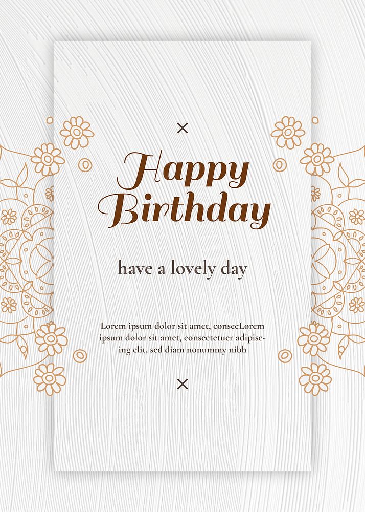 Indian floral birthday card template vector