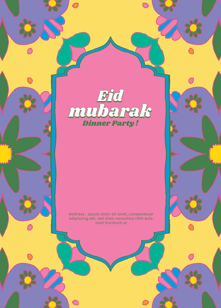 Eid mubarak invitation card template psd