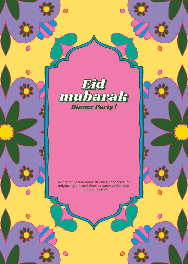 Eid mubarak invitation card template vector