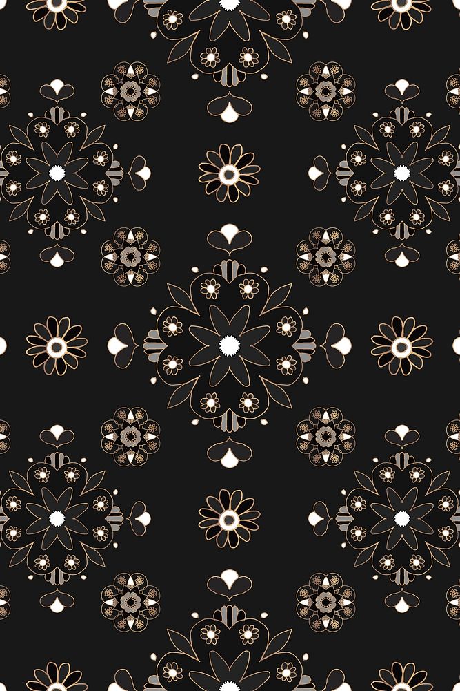 Mandala black floral Indian pattern background
