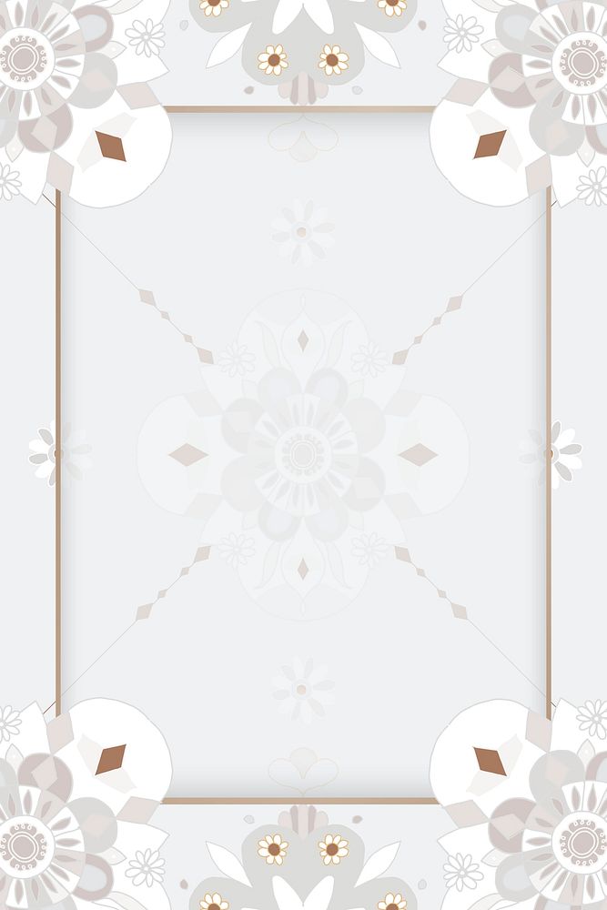 Indian Mandala pattern frame psd gray botanical background