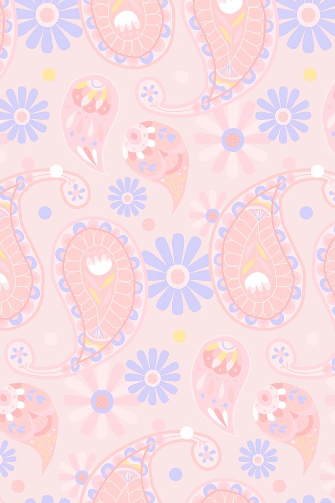 Pastel pink paisley pattern ornamental background illustration