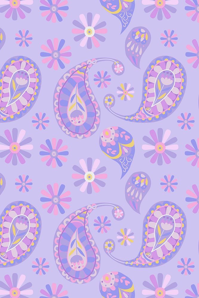Pastel purple paisley pattern ornamental background illustration