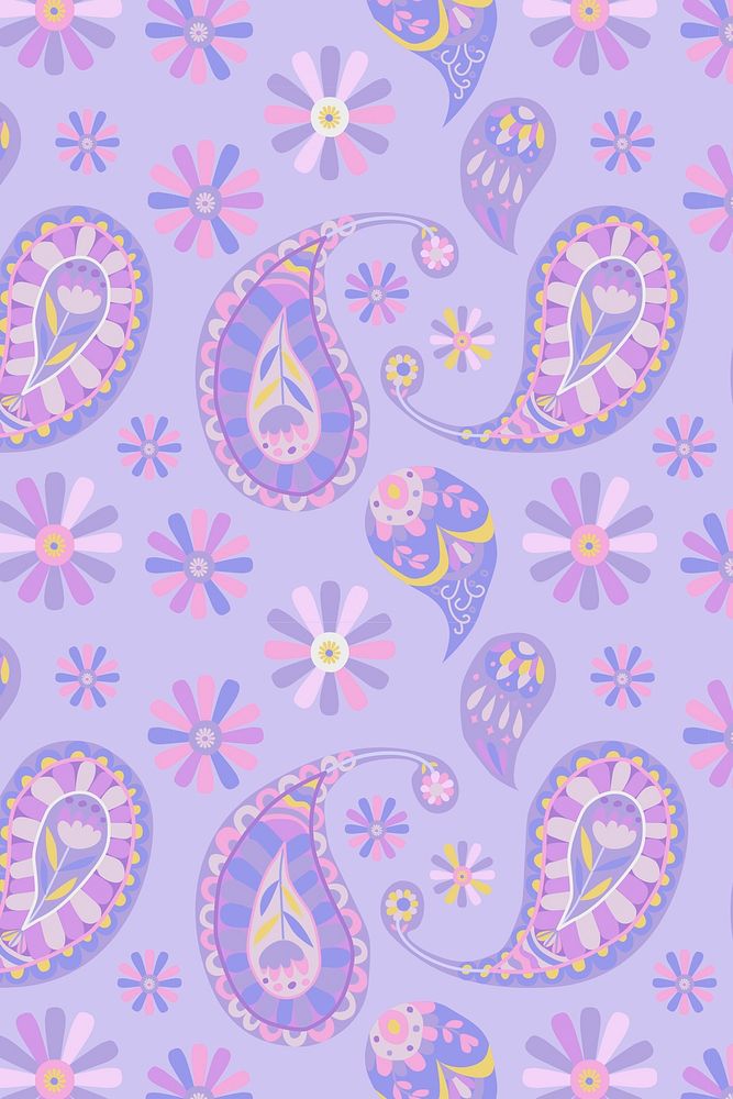 Pastel purple paisley pattern psd background