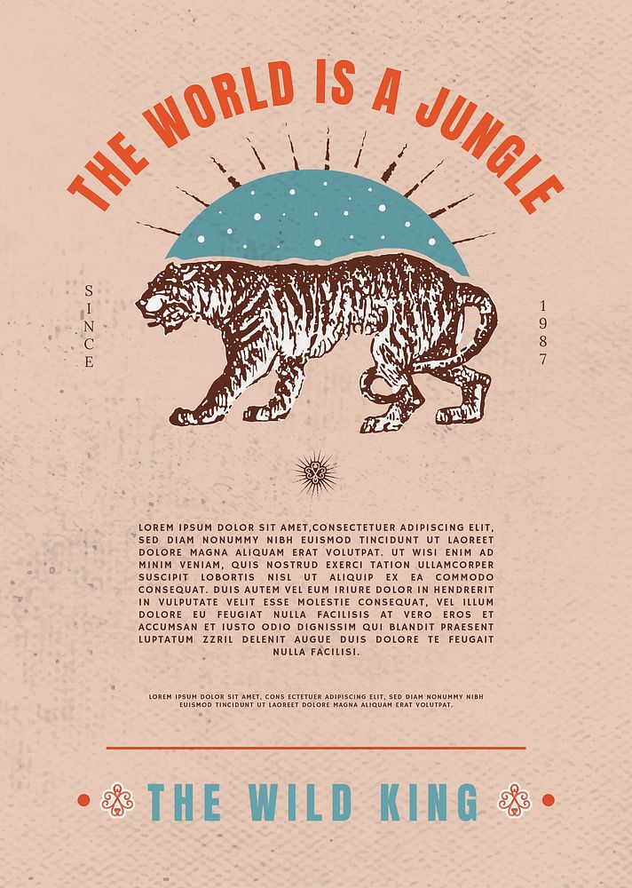 Retro poster editable template vector with animal logo