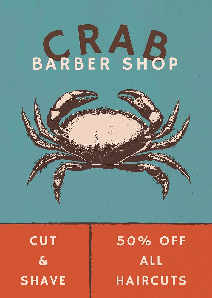 Retro barber shop vector poster editable template
