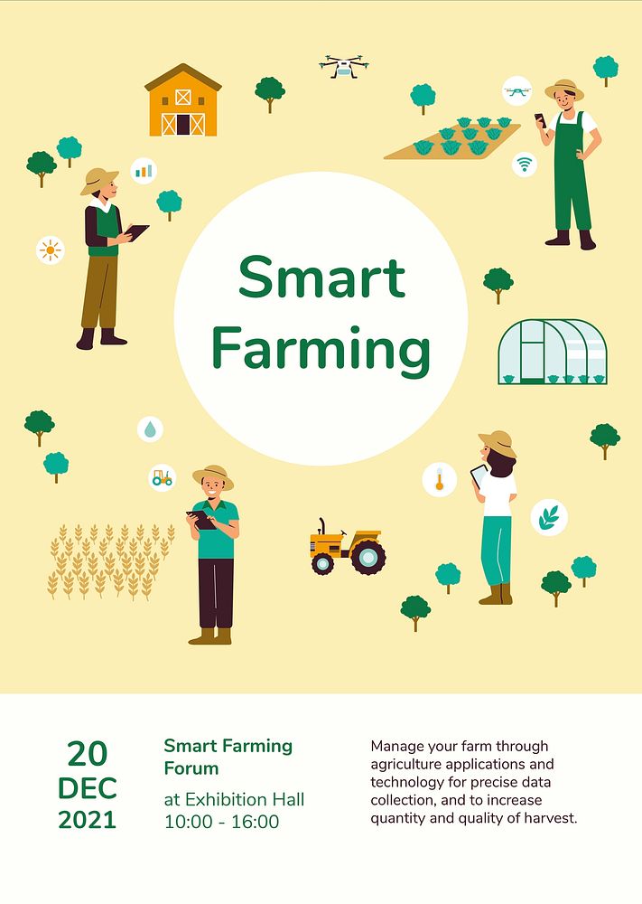 Smart farming event invitation psd editable poster template