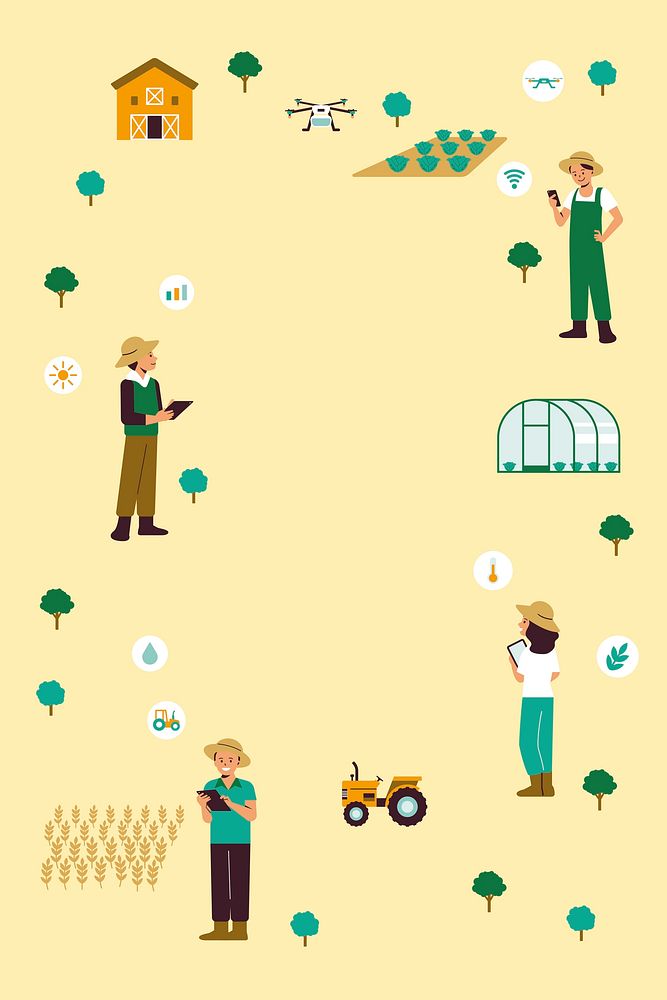 Smart farming with precision agriculture background illustration