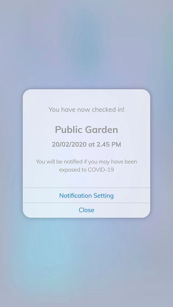 COVID-19 exposure alert app template vector mobile screen
