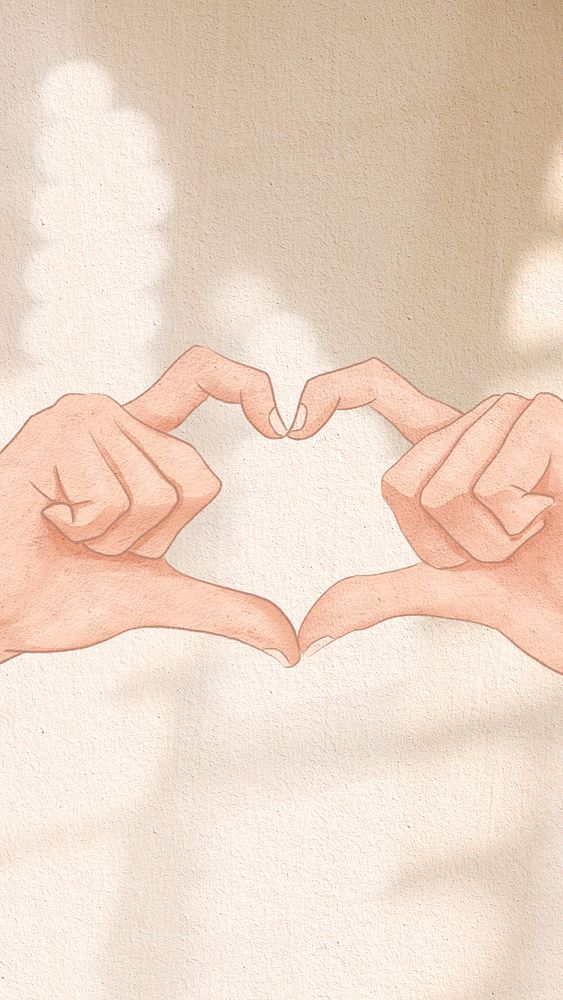 Cute heart hand gesture psd mobile lockscreen wallpaper