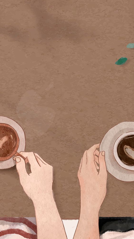 Perfect coffee date Valentine&rsquo;s vector aesthetic illustration mobile wallpaper