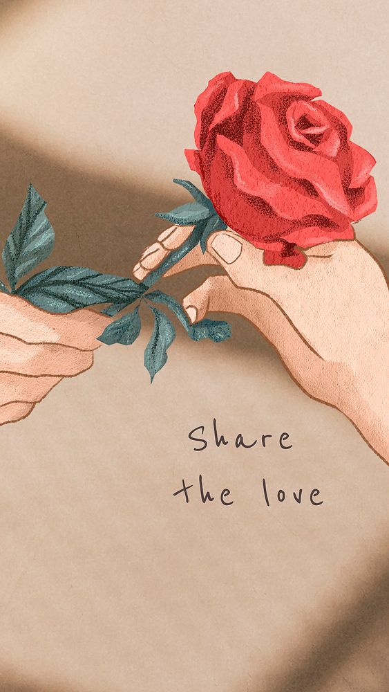 Valentine&rsquo;s day editable template vector share the love mobile lockscreen