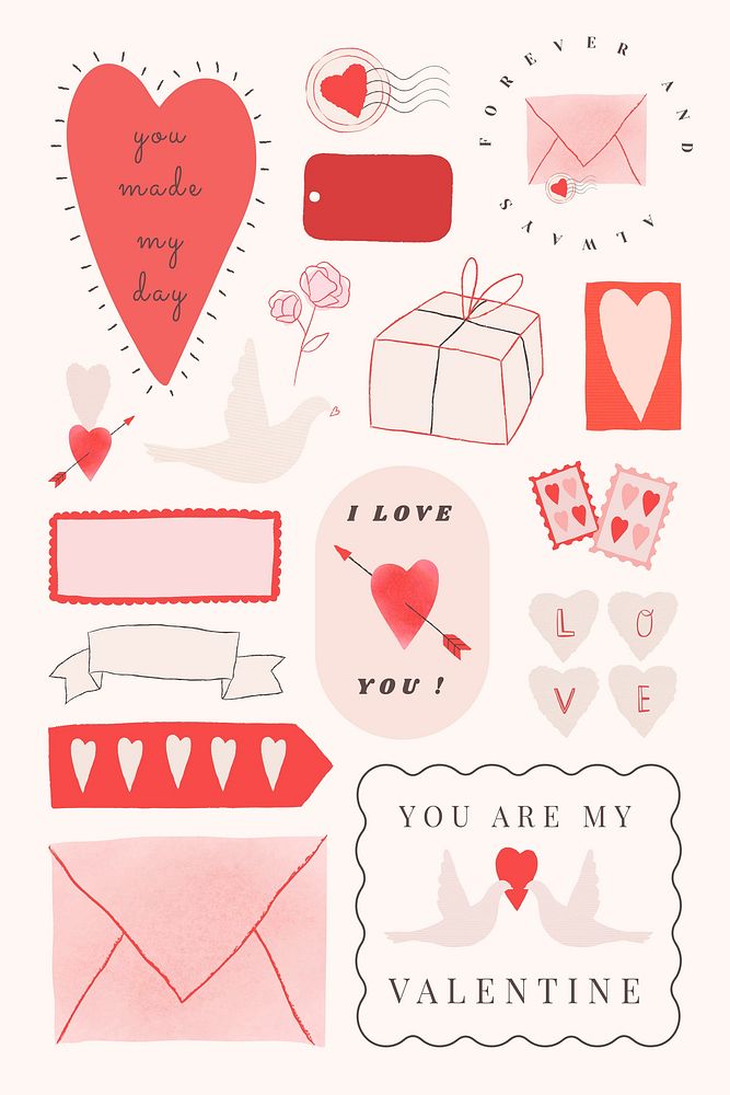 Lovely elements for valentine vector design elements set