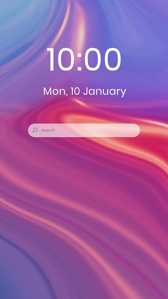 Mobile lock screen template psd on colorful abstract background