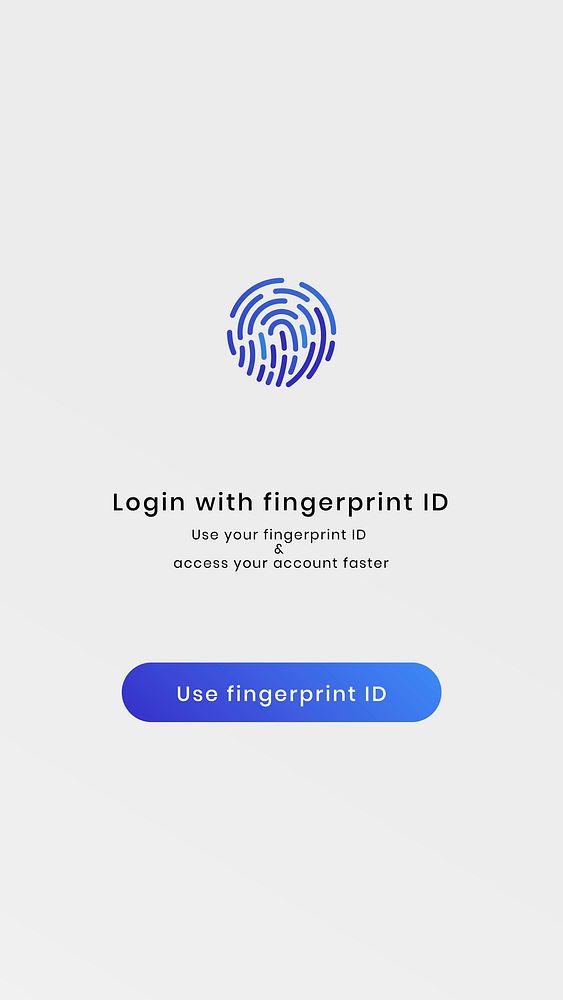 Fingerprint scan UI screen vector template for smartphone